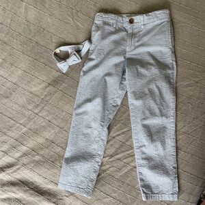 Hope & Henry Seersucker Striped Organic Cotton Boys Trouser Pants 6 (& Bowtie)